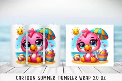Summer cartoon Tumbler Wrap|PNG, 20 oz. Product Image 3
