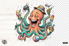 Whimsical Summer Octopus Clipart Product Image 1