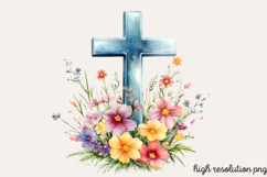 Easter Cross Sublimation Clipart PNG Product Image 1