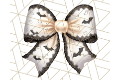 Muted Halloween Bow Clipart, Fall Ribbon PNG Autumn Hair Bow Product Image 2