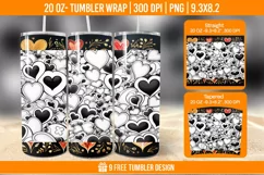 3D Cute Heart Tumbler Wrap Designs, Sublimation Wrap Product Image 1