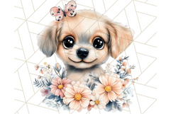 Cute Puppy Clipart, Adorable Dog PNG, Kawaii Watercolor Pup Product Image 2