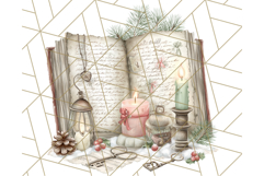Christmas Book Clipart, Festive Reading PNG Illustrations Product Image 2