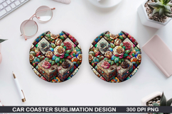 Roes Car Coaster Sublimation| Valentine Coaster PNG Product Image 1