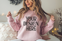 Christmas Gildan 18000 Light Pink Sweatshirt Mockups Product Image 1