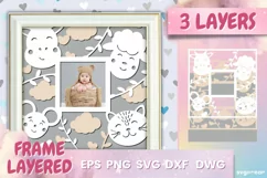 Animal Baby Photo Frame SVG | Papercut baby | Shadowbox Product Image 1