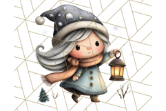 Watercolor Winter Gnome Clipart, Cute Gnome Christmas PNG Product Image 2