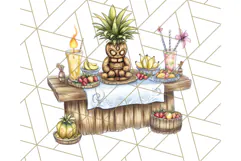 Tropical Tiki Friends PNG Clipart, Cute Summer Art Product Image 2