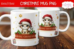 Merry Christmas mug wrap PNG, Cat lover mug template png Product Image 2
