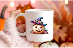 Watercolor Pumpkin with Rainbow Witch Hat | Pride Clipart Product Image 3