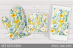 Wildflowers Oven Mitt Design. Floral Square Pot Holder Product Image 1