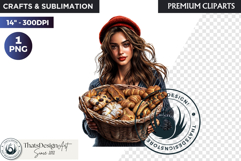 French Girl Clipart PNG, French woman, I love Paris Clipart Product Image 1