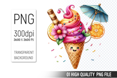 Summer Cute Ice Cream Clipart | Sublimation Clipart PNG File Product Image 1