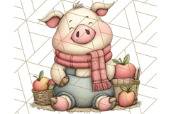 Fall Farm Animal Clipart, Autumn Barnyard PNG Illustrations Product Image 2