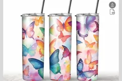 Watercolor Butterfly 20 oz Tumbler Wrap Sublimation Product Image 1