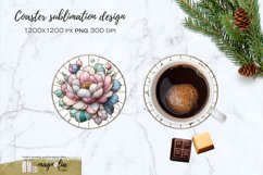 stained glass floral CHRISTMAS coaster| round COASTER Product Image 1