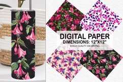 Fuchsia Flowers Pattern Digital Paper- Flowers Background Product Image 1