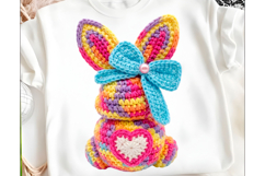 Yarn Crochet Bunny Coquette Bow Png Product Image 1