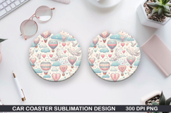 Heart Balloon Car Coaster Sublimation |Valentine Coaster PNG Product Image 1