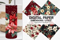 Christmas Floral Seamless Digital Paper-Christmas Background Product Image 1