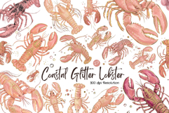 Coastal Glitter Lobster PNG Clipart Product Image 1