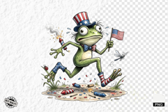 Patriotic Whimsical Frogs PNG Clipart Product Image 1