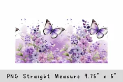 Purple Flower glass can wrap, Butterfly Watercolor flowers Product Image 2
