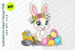 Cartoon Easter Bunny With Flowers Clipart Product Image 1
