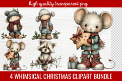 4 Whimsical Christmas Clipart | Cute Festive Holiday PNG Product Image 1