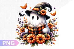 Halloween Ghost And Books Sublimation - Clipart PNG Design Product Image 1