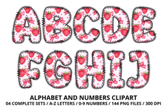 Coquette Strawberry Alphabet PNG Letters &amp; Numbers 300DPI Product Image 2