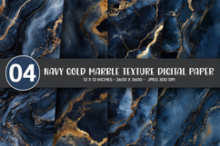 Navy Gold Marble Texture Digital Paper Product Image 1