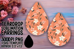 Sublimation Teardrop Earring with Boho Blossoms Product Image 1