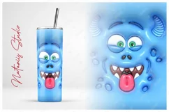 Funny 3D Inflated Puffy Monster Face - 20oz SKINNY TUMBLER. Product Image 2
