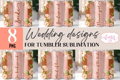 Wedding Tumbler Wrap sublimation PNG, Copper floral tumbler Product Image 2
