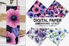 Anemone Flower Digital Paper - Flower Background Product Image 1