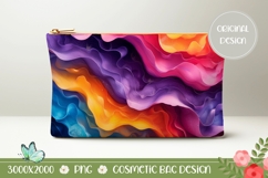 Colorful Waves Cosmetic Bag, Abstract Cosmetic Bag PNG Product Image 1