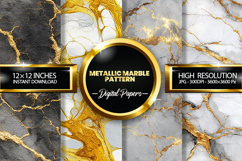 Metallic marble pattern Digital Papers - 04 variations Product Image 1
