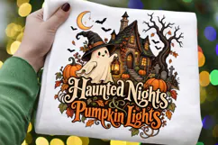 Cute Ghost Witch Haunted Cottage Halloween PNG Design Product Image 3