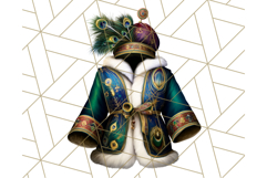 Peacock Christmas Clipart in Jewel Tones, Christmas Png Product Image 2