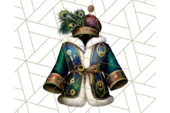 Peacock Christmas Clipart in Jewel Tones, Christmas Png Product Image 2
