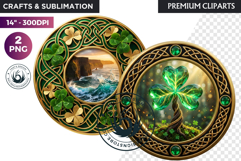 Saint Patrick Clipart Celtic Irish PNG round coaster Product Image 1