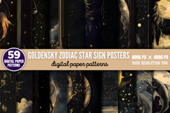 GoldenSky Zodiac Star Sign Posters Bundle PNG Product Image 1