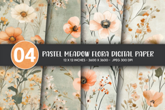 Pastel Meadow Flora Digital Paper Product Image 1