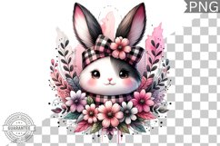 Bunny With Flowers Sublimation - Clipart PNG Design Product Image 1