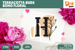 Terracotta Buds Boho Floral Monogram Product Image 1