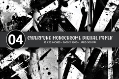 Cyberpunk Monochrome Digital Paper Product Image 1