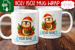 Custom Christmas mug wrap PNG, Cute penguin mug PNG Product Image 3