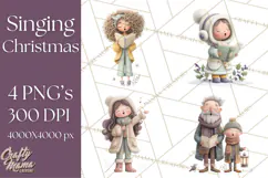 Christmas Carolers Clipart PNG, Holiday Choir Clip Art Product Image 1