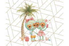 Alien Vacation Clipart PNG, Cute Summer Galaxy Art Clip Art Product Image 2